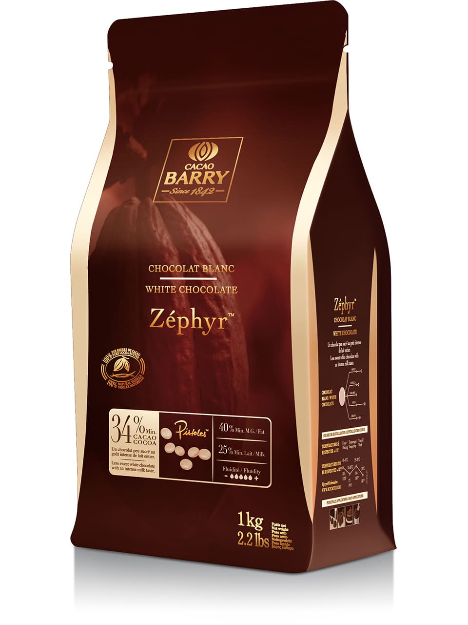 BLANC ZEPHYR CHOCOLAT BLANC 1 KG - CACAO BARRY - Fromagerie Roy